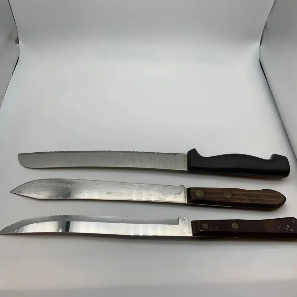Set of 3 Vintage Unique Kitchen Knives Cutlery Set